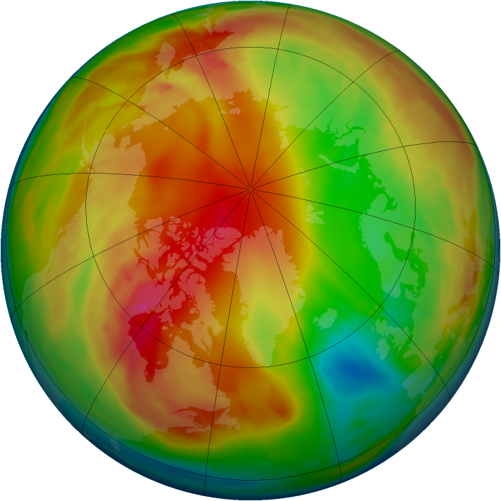 Arctic ozone map for 31 January 2010